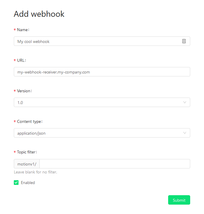 Webhook form